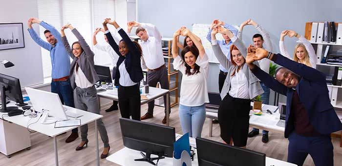 stretches for at the office in Orange, CA
