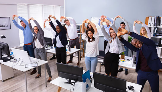 stretches for at the office in Orange, CA