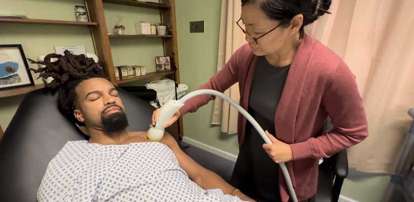patient receiving softwave therapy in Orange
